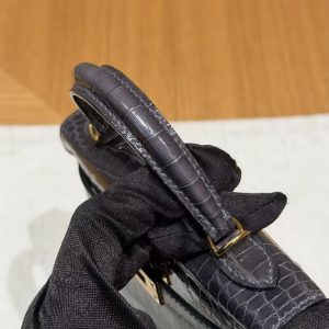 Hermes Kelly Mini 2 19CM Bag Handmade In Bright Faced Alligator Imported Leather from Mississippi Gold Hardware 88 Graphite - Image 13