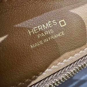 Hermes Kelly Mini 2424 24/24 Bag 21CM Handmade In Togo Calfskin Leather Matte American Crocodile Gold Hardware 3G Alezan - Image 14