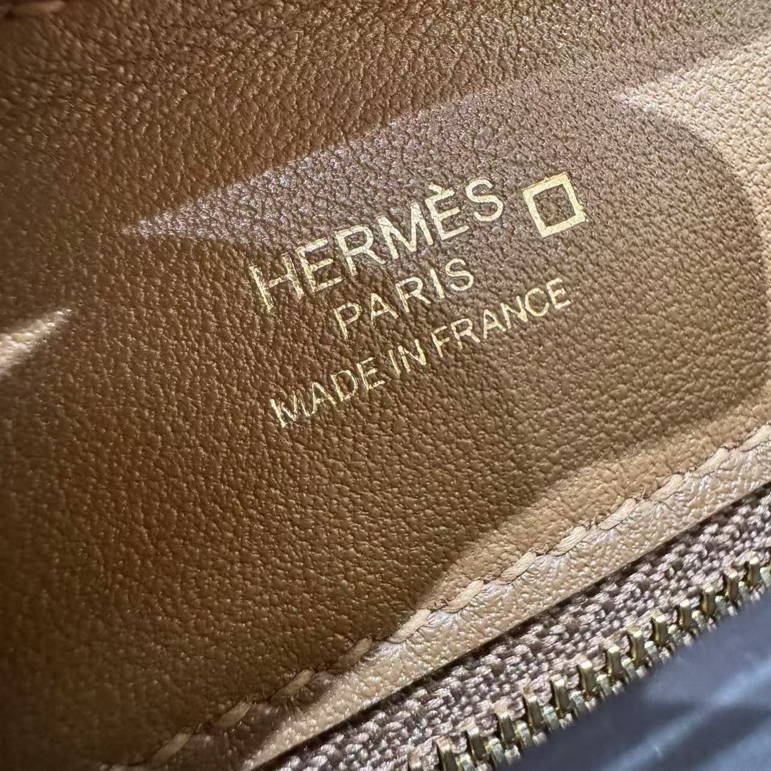 Hermes Kelly Mini 2424 24/24 Bag 21CM Handmade In Togo Calfskin Leather Matte American Crocodile Gold Hardware 3G Alezan - Image 14