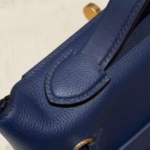 Hermes Kelly 2424 24/24 Bag 21CM Handmade In Evercolor and Swift Calfskin Leather Gold Hardware 73 Blue Saphir - Image 9