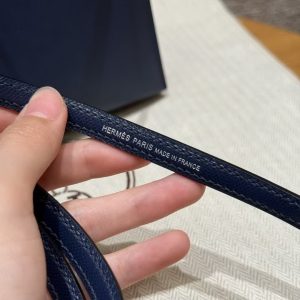 Hermes Kelly Mini 2 19CM Bag Handmade In Madame and Alligator Imported Leather from Mississippi Silver Hardware 73 Blue Saphir - Image 4