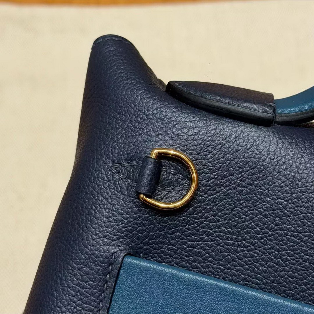 Hermes Kelly Mini 2424 24/24 Bag 21CM Handmade In Evercolor and Swift Calfskin Leather Gold Hardware 2Z Blue Nuit 7U Blue Navy - Image 9