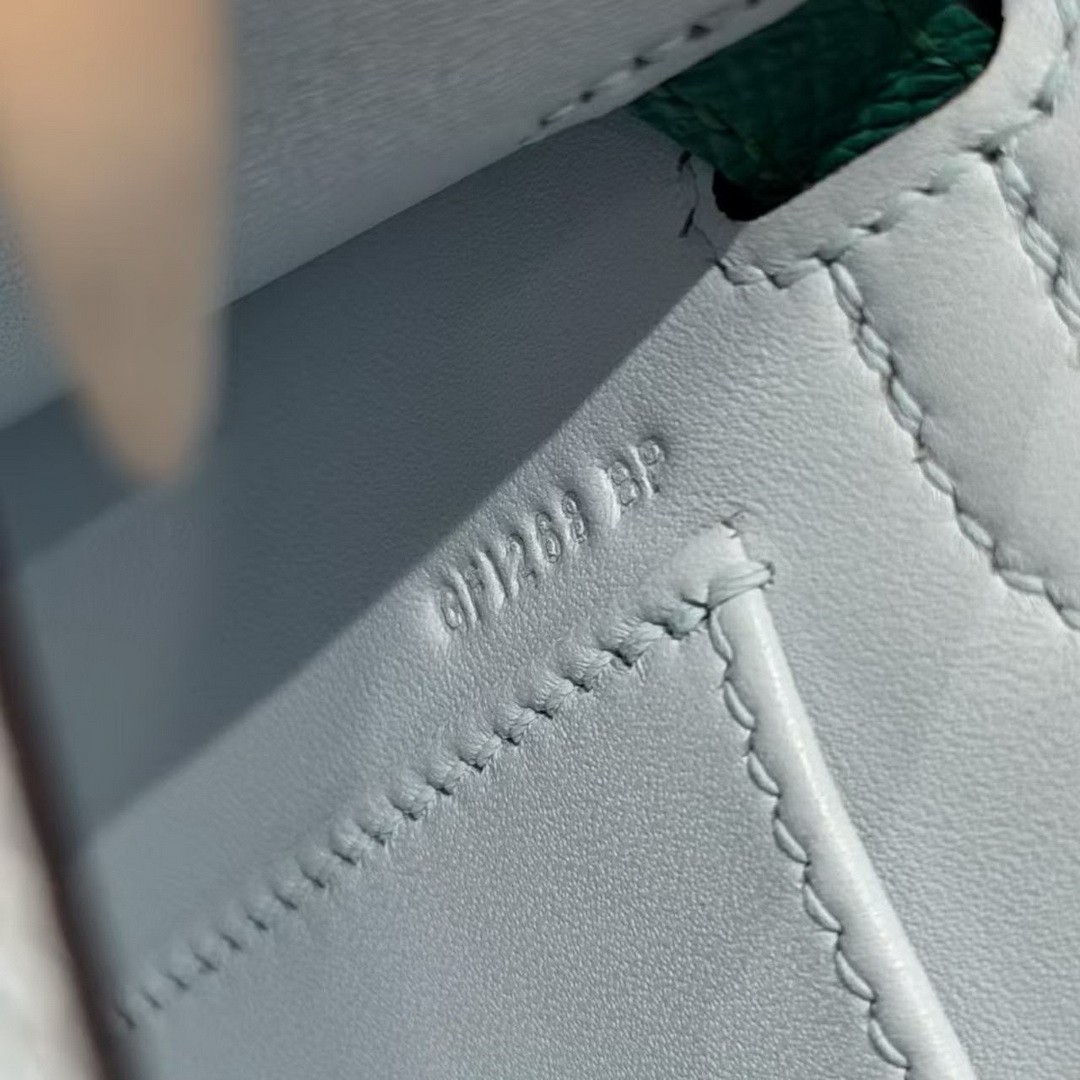 Hermes Kelly Mini 2 19CM Bag Handmade In Epsom Calfskin Leather Silver Hardware T0 Blue Brume 37 Gold O6 Vert Jade - Image 17