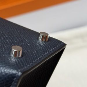 Hermes Kelly Mini 2 19CM Bag Handmade In Epsom Calfskin Leather Silver Hardware 89 Noir 76 Blue Indigo K1 Rouge Grenat - Image 7