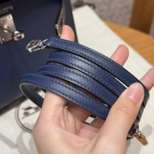 Hermes Kelly Mini 2 19CM Bag Handmade In Madame and Alligator Imported Leather from Mississippi Silver Hardware 73 Blue Saphir - Image 5