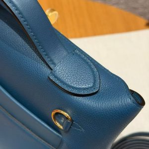Hermes Kelly Mini 2424 24/24 Bag 21CM Handmade In Evercolor and Swift Calfskin Leather Gold Hardware 1P Colvert - Image 8