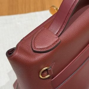 Hermes Kelly Mini 2424 24/24 Bag 21CM Handmade In Evercolor and Swift Calfskin Leather Gold Hardware 55 Rouge H - Image 3