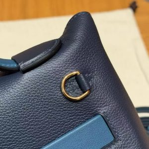 Hermes Kelly Mini 2424 24/24 Bag 21CM Handmade In Evercolor and Swift Calfskin Leather Gold Hardware 2Z Blue Nuit 7U Blue Navy - Image 10