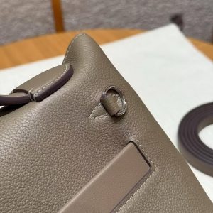 Hermes Kelly 2424 24/24 Bag 21CM Handmade In Evercolor and Swift Calfskin Leather Silver Hardware 18 Etoupe 46 Ebene - Image 8