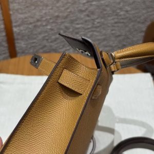Hermes Kelly Mini 2 19CM Bag Handmade In Epsom Calfskin Leather Silver Hardware 18 Etoupe 2S Sesame 2Z Blue Nuit - Image 6