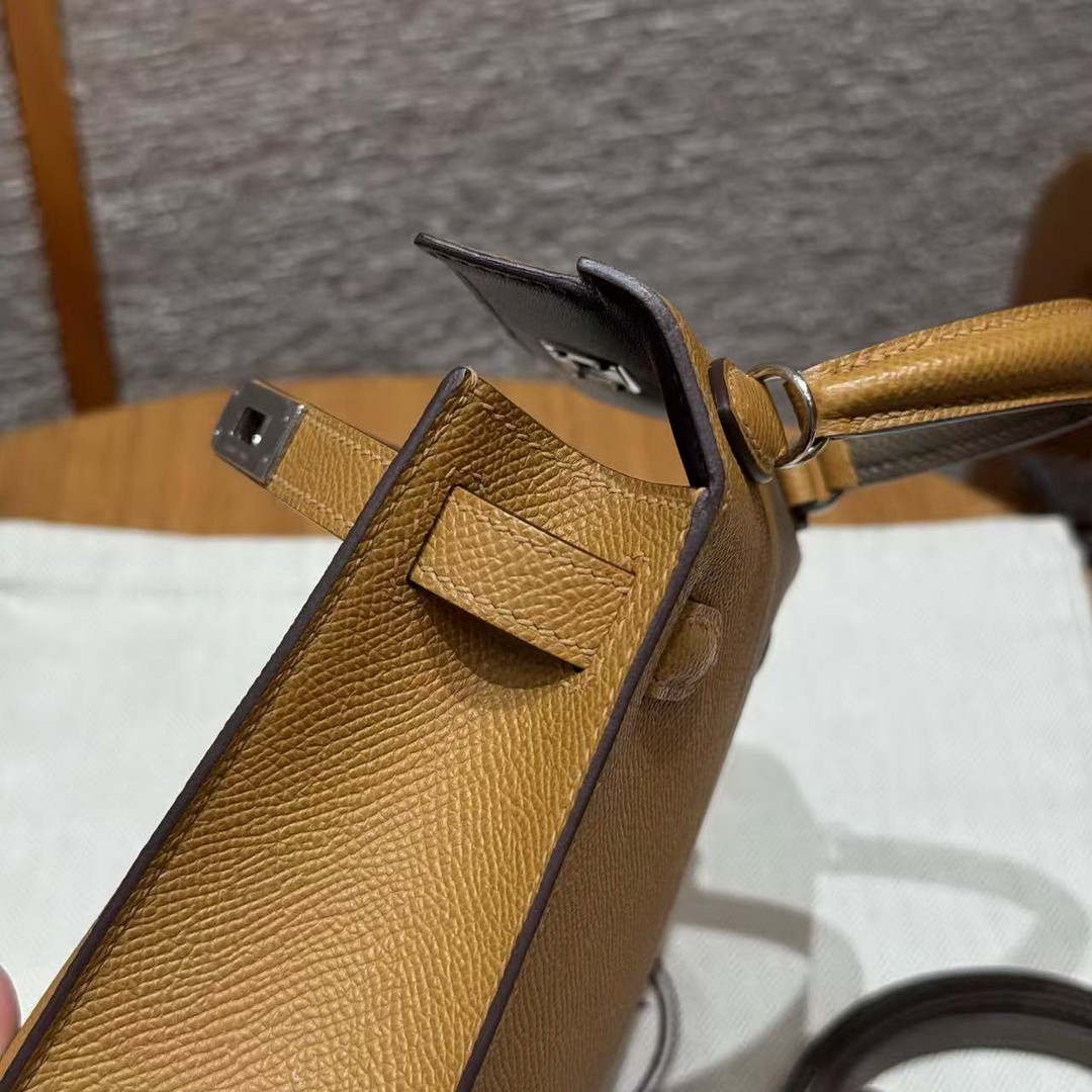 Hermes Kelly Mini 2 19CM Bag Handmade In Epsom Calfskin Leather Silver Hardware 18 Etoupe 2S Sesame 2Z Blue Nuit - Image 6