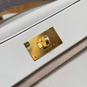 Hermes Kelly 2424 24/24 Bag 29CM Handmade In Togo and Swift Calfskin Leather Gold Hardware 10 Craie 4B Biscuit - Image 11