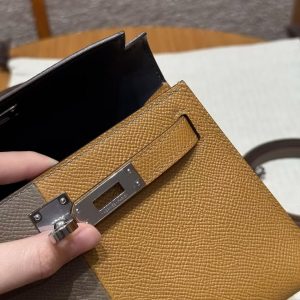 Hermes Kelly Mini 2 19CM Bag Handmade In Epsom Calfskin Leather Silver Hardware 18 Etoupe 2S Sesame 2Z Blue Nuit - Image 14