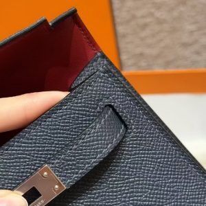 Hermes Kelly Mini 2 19CM Bag Handmade In Epsom Calfskin Leather Silver Hardware 89 Noir 76 Blue Indigo K1 Rouge Grenat - Image 13