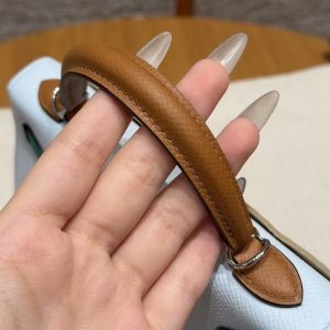 Hermes Kelly Mini 2 19CM Bag Handmade In Epsom Calfskin Leather Silver Hardware T0 Blue Brume 37 Gold O6 Vert Jade - Image 8