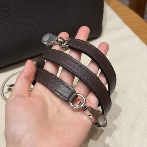 Hermes Kelly 2424 24/24 Bag 29CM Handmade In Evercolor and Swift Calfskin Leather Silver Hardware 47 Chocolate - Image 4