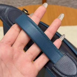 Hermes Kelly Mini 2424 24/24 Bag 21CM Handmade In Evercolor and Swift Calfskin Leather Gold Hardware 2Z Blue Nuit 7U Blue Navy - Image 13