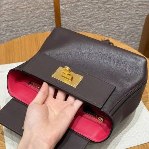 Hermes Kelly 2424 24/24 Bag 21CM Handmade In Evercolor and Swift Calfskin Leather Gold Hardware OG Rouge Sellier 90 Rramboise - Image 11