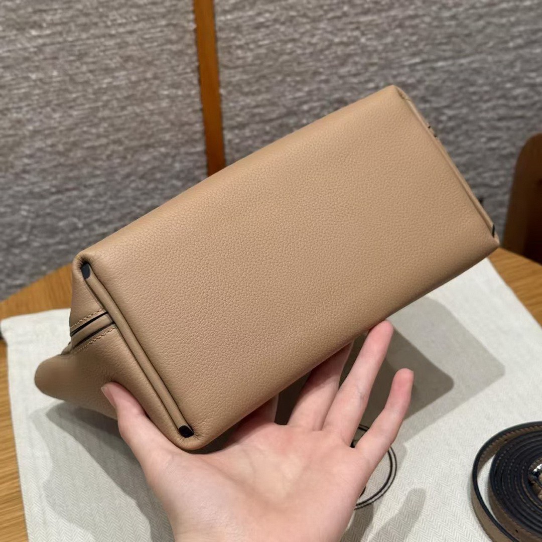 Hermes Kelly 2424 24/24 Bag 21CM Handmade In Evercolor and Swift Calfskin Leather Silver Hardware 0M Chai l2 Nata 6C Cuivre - Image 17