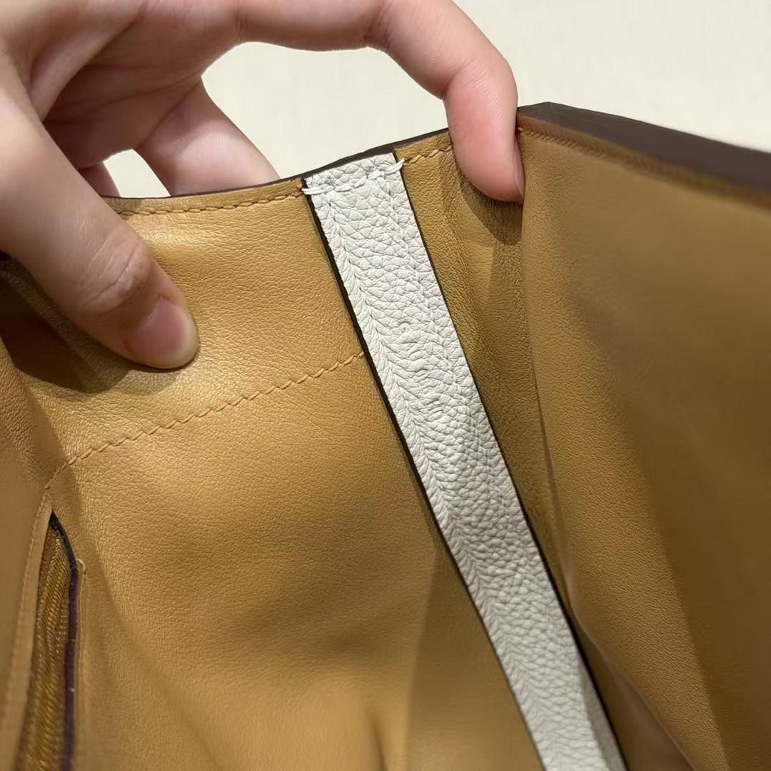 Hermes Kelly 2424 24/24 Bag 29CM Handmade In Togo and Swift Calfskin Leather Gold Hardware 10 Craie 4B Biscuit - Image 10