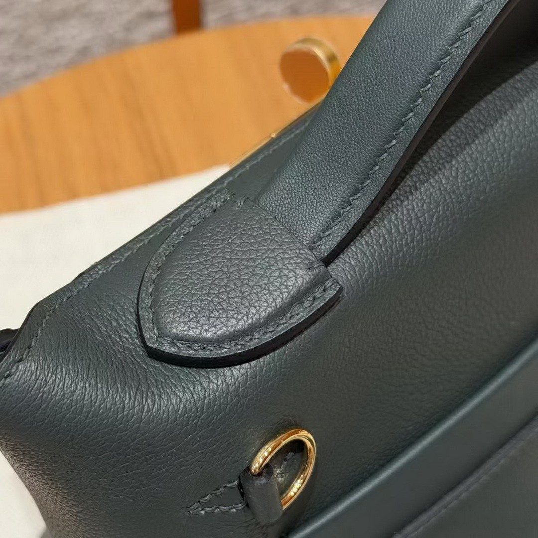 Hermes Kelly Mini 2424 24/24 Bag 21CM Handmade In Evercolor and Swift Calfskin Leather Gold Hardware Q0 Vert Mangrove - Image 4