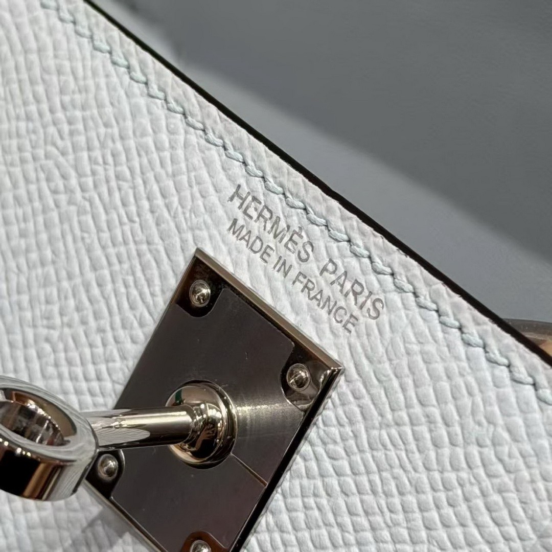 Hermes Kelly Mini 2 19CM Bag Handmade In Epsom Calfskin Leather Silver Hardware T0 Blue Brume 37 Gold O6 Vert Jade - Image 16