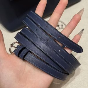 Hermes Kelly Mini 2424 24/24 Bag 21CM Handmade In Evercolor and Swift Calfskin Leather Silver Hardware 73 Blue Saphir - Image 11