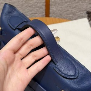 Hermes Kelly 2424 24/24 Bag 21CM Handmade In Evercolor and Swift Calfskin Leather Gold Hardware 73 Blue Saphir - Image 12