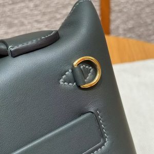 Hermes Kelly Mini 2424 24/24 Bag 21CM Handmade In Swift Calfskin Leather KK Ostrich Gold Hardware Vo Vert Rousseau - Image 13