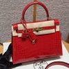 Hermes Kelly 25 Bag Handmade In Bright Faced Alligator Imported Leather from Mississippi Gold Hardware 95 Braise