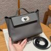 Hermes Kelly 2424 24/24 Bag 21CM Handmade In Evercolor and Swift Calfskin Leather Silver Hardware 8F Girs Etain