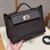 Hermes Kelly 2424 24/24 Bag 29CM Handmade In Evercolor and Swift Calfskin Leather Silver Hardware 47 Chocolate