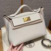 Hermes Kelly 2424 24/24 Bag 29CM Handmade In Togo and Swift Calfskin Leather Gold Hardware 10 Craie 4B Biscuit