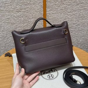 Hermes Kelly 2424 24/24 Bag 21CM Handmade In Evercolor and Swift Calfskin Leather Gold Hardware OG Rouge Sellier 90 Rramboise - Image 2