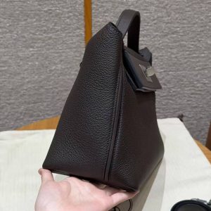 Hermes Kelly 2424 24/24 Bag 29CM Handmade In Evercolor and Swift Calfskin Leather Silver Hardware 47 Chocolate - Image 2