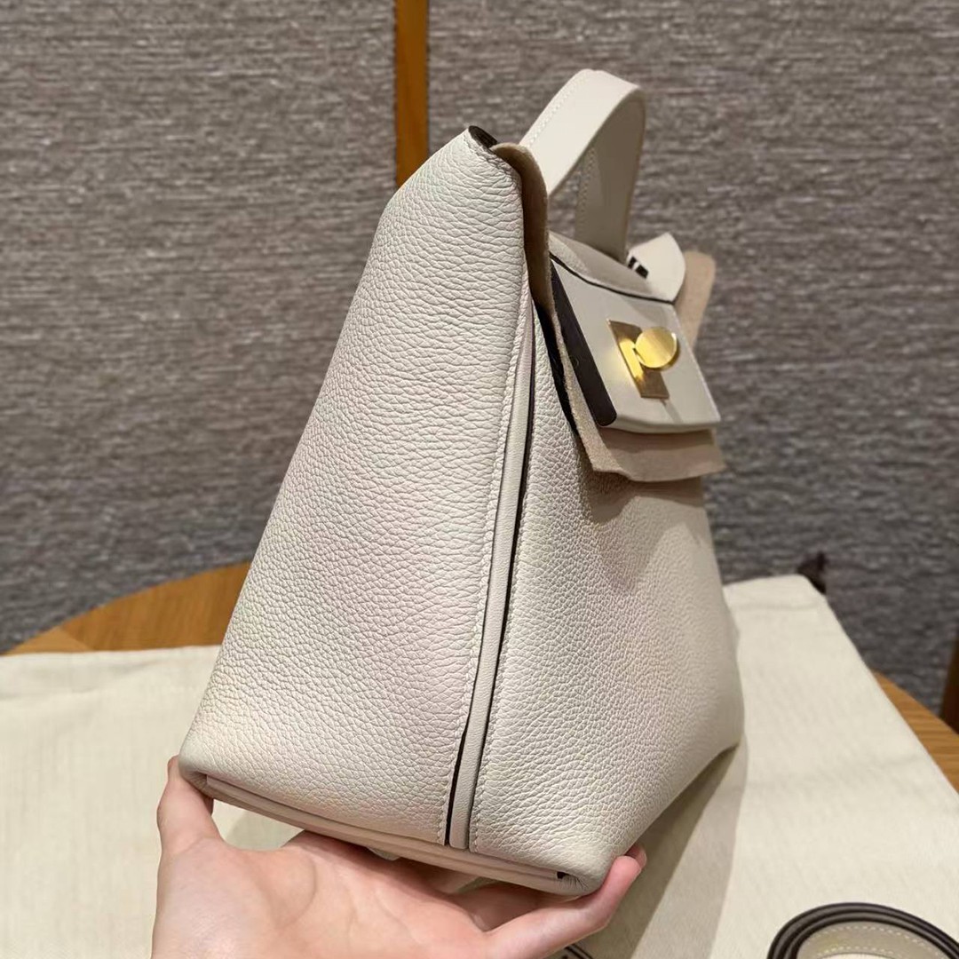Hermes Kelly 2424 24/24 Bag 29CM Handmade In Togo and Swift Calfskin Leather Gold Hardware 10 Craie 4B Biscuit - Image 2