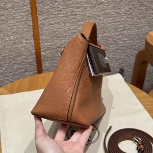 Hermes Kelly 2424 24/24 Bag 21CM Handmade In Evercolor and Swift Calfskin Leather Silver Hardware 37 Gold 0G Rouge Sellier 09 Mauve Pale - Image 18