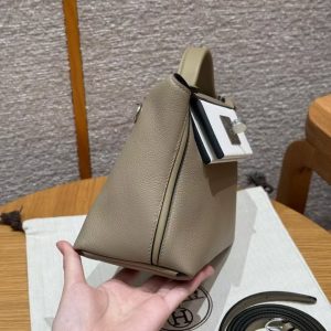 Hermes Kelly 2424 24/24 Bag 21CM Handmade In Evercolor and Swift Calfskin Leather Silver Hardware 8Q Beige Marfa 0U New White - Image 20
