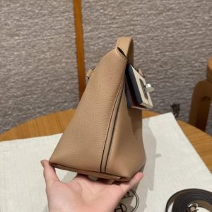 Hermes Kelly 2424 24/24 Bag 21CM Handmade In Evercolor and Swift Calfskin Leather Silver Hardware 0M Chai l2 Nata 6C Cuivre - Image 19