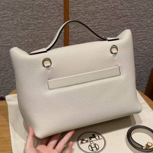 Hermes Kelly 2424 24/24 Bag 29CM Handmade In Togo and Swift Calfskin Leather Gold Hardware 10 Craie 4B Biscuit - Image 15