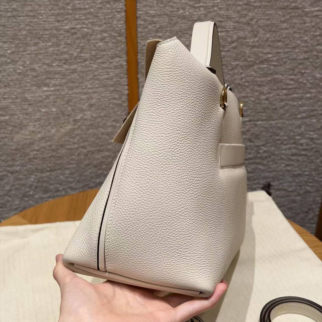 Hermes Kelly 2424 24/24 Bag 29CM Handmade In Togo and Swift Calfskin Leather Gold Hardware 10 Craie 4B Biscuit - Image 14
