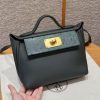 Hermes Kelly Mini 2424 24/24 Bag 21CM Handmade In Swift Calfskin Leather KK Ostrich Gold Hardware Vo Vert Rousseau