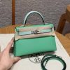 Hermes Kelly Mini 2 19CM Bag Handmade In Madame and Alligator Leather Silver Hardware 0T Vert Comics 0W Girs Neve