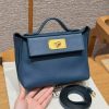 Hermes Kelly Mini 2424 24/24 Bag 21CM Handmade In Evercolor and Swift Calfskin Leather Gold Hardware 1P Colvert