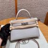 Hermes Kelly Mini 2 19 CM Bag Handmade In Matte Alligator Leather from Mississippi Sliver Hardware 80 Pearl Gray 5P Pink