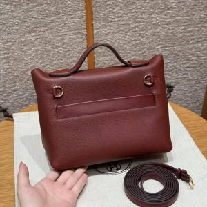 Hermes Kelly Mini 2424 24/24 Bag 21CM Handmade In Evercolor and Swift Calfskin Leather Gold Hardware 55 Rouge H - Image 2