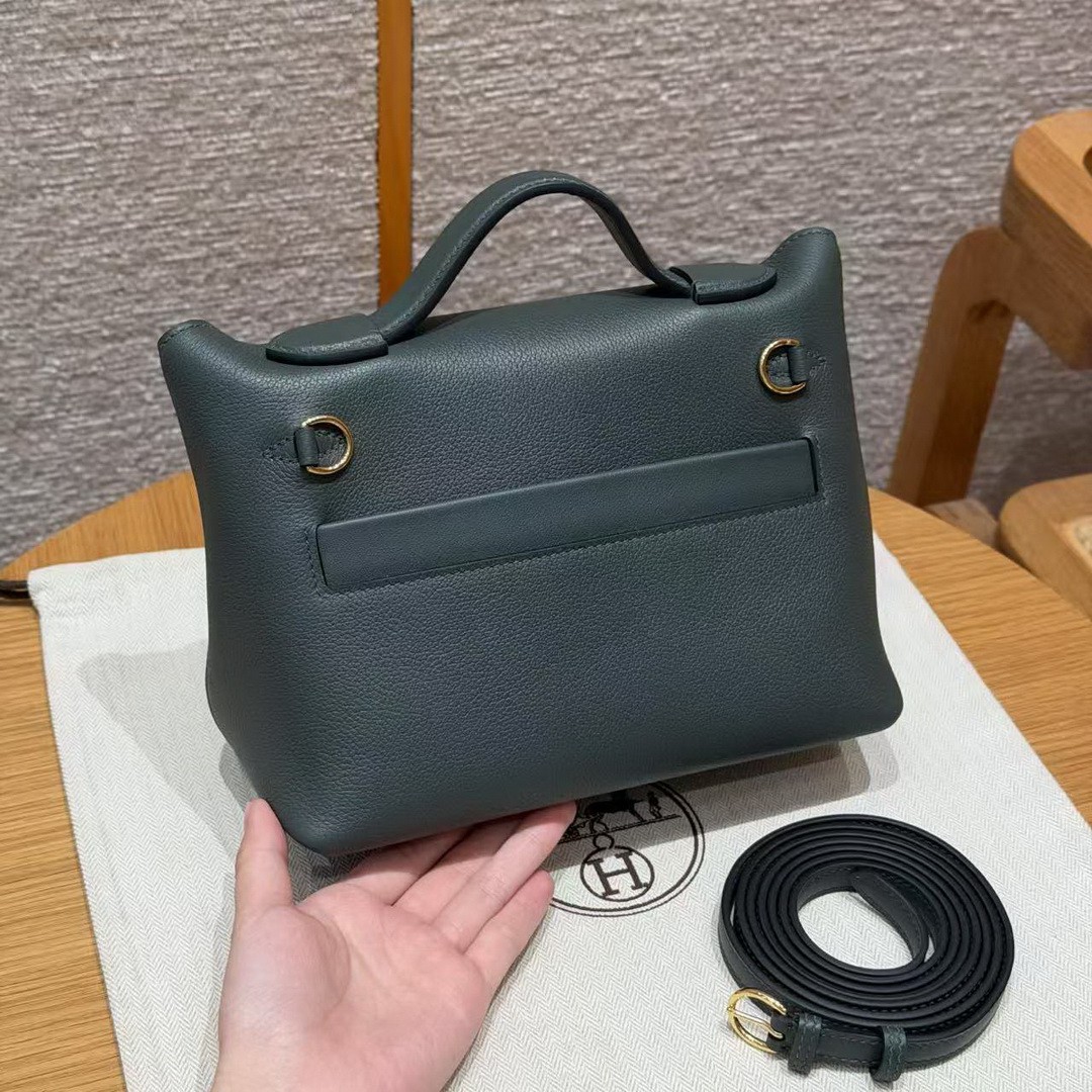 Hermes Kelly Mini 2424 24/24 Bag 21CM Handmade In Evercolor and Swift Calfskin Leather Gold Hardware Q0 Vert Mangrove - Image 2