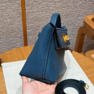 Hermes Kelly Mini 2424 24/24 Bag 21CM Handmade In Evercolor and Swift Calfskin Leather Gold Hardware 1P Colvert - Image 2