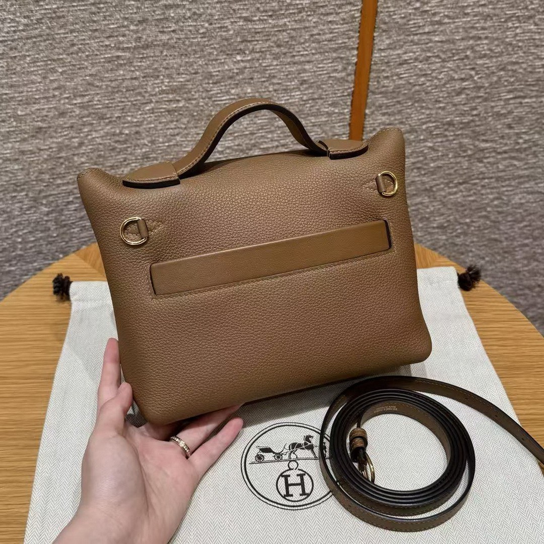 Hermes Kelly Mini 2424 24/24 Bag 21CM Handmade In Togo Calfskin Leather Matte American Crocodile Gold Hardware 3G Alezan - Image 2