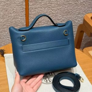 Hermes Kelly Mini 2424 24/24 Bag 21CM Handmade In Evercolor and Swift Calfskin Leather Gold Hardware 1P Colvert - Image 18